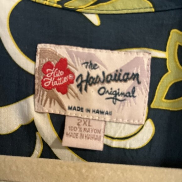 Hilo Hattie Mens Shirt 2XL The Hawaiian Original Tropical Yellow Green Rayon - Picture 3 of 8